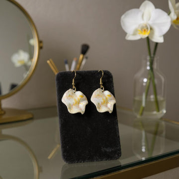 Marbled Ceramic Earrings with Gold Detail