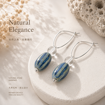 Natural Blue Stone Drop Earrings