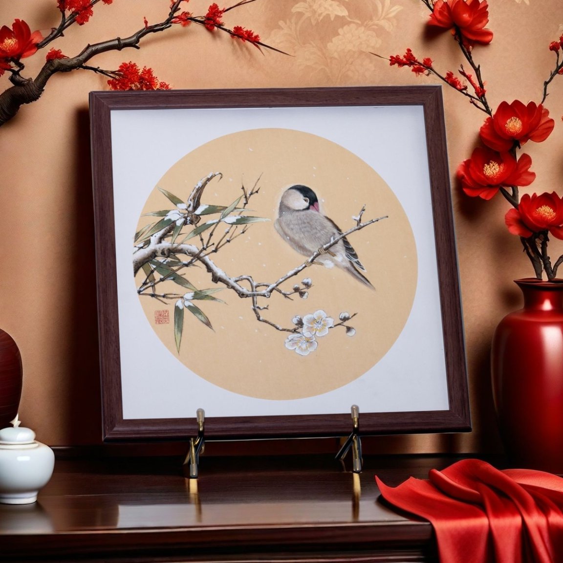 優雅な手描きの中国画「ゴンビ」