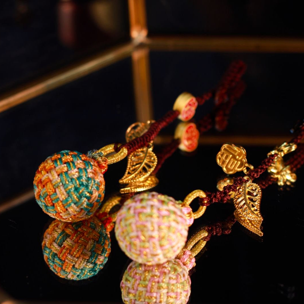 Chinese Embroidered Xiuqiu Tassel Charms